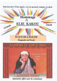 Spectacle imitateur Elie KAKOU. Le samedi 22 août 2015 à Bagnols en Forêt. Var.  21H30